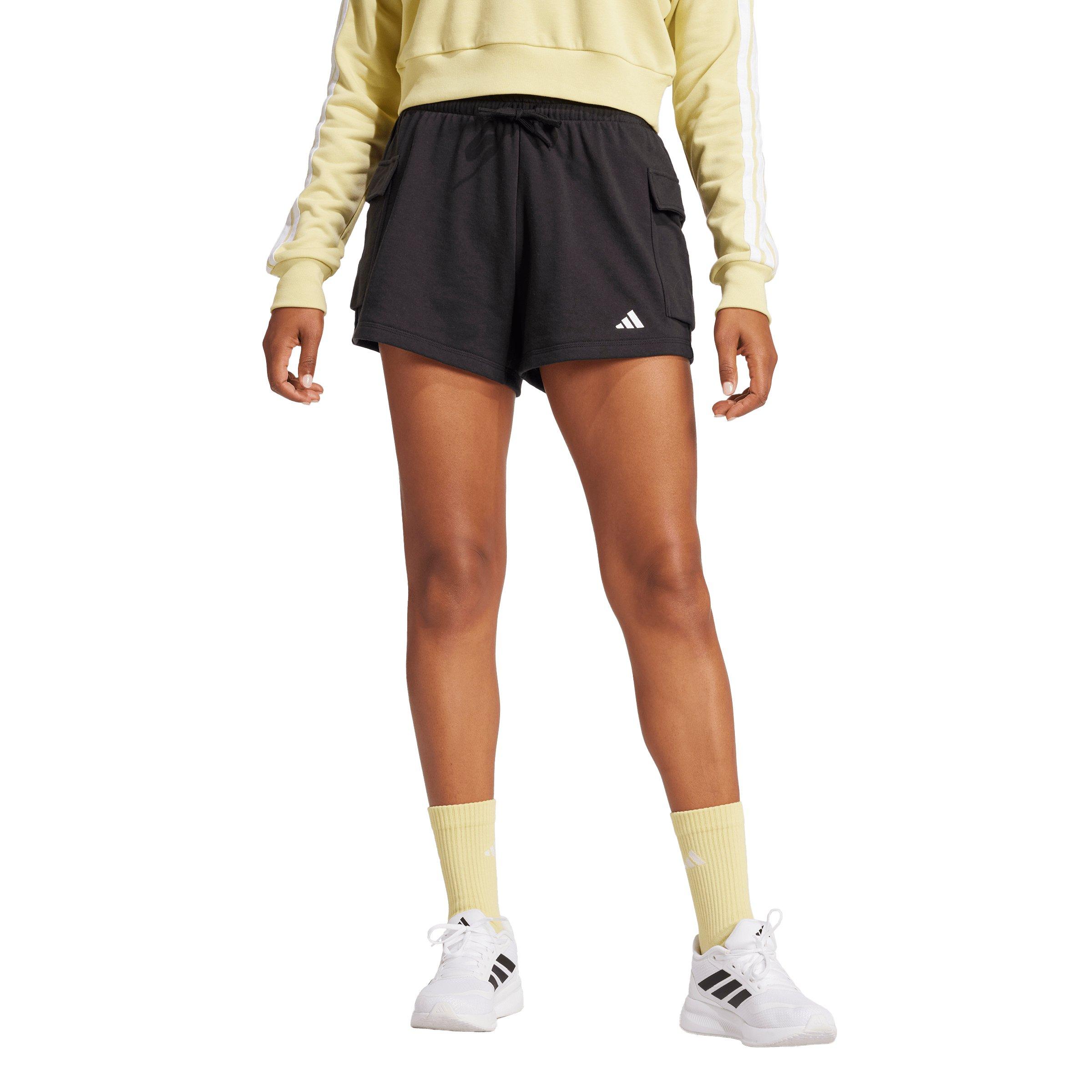 adidas Women's Essentials Small Logo French Terry Cargo Shorts - Black